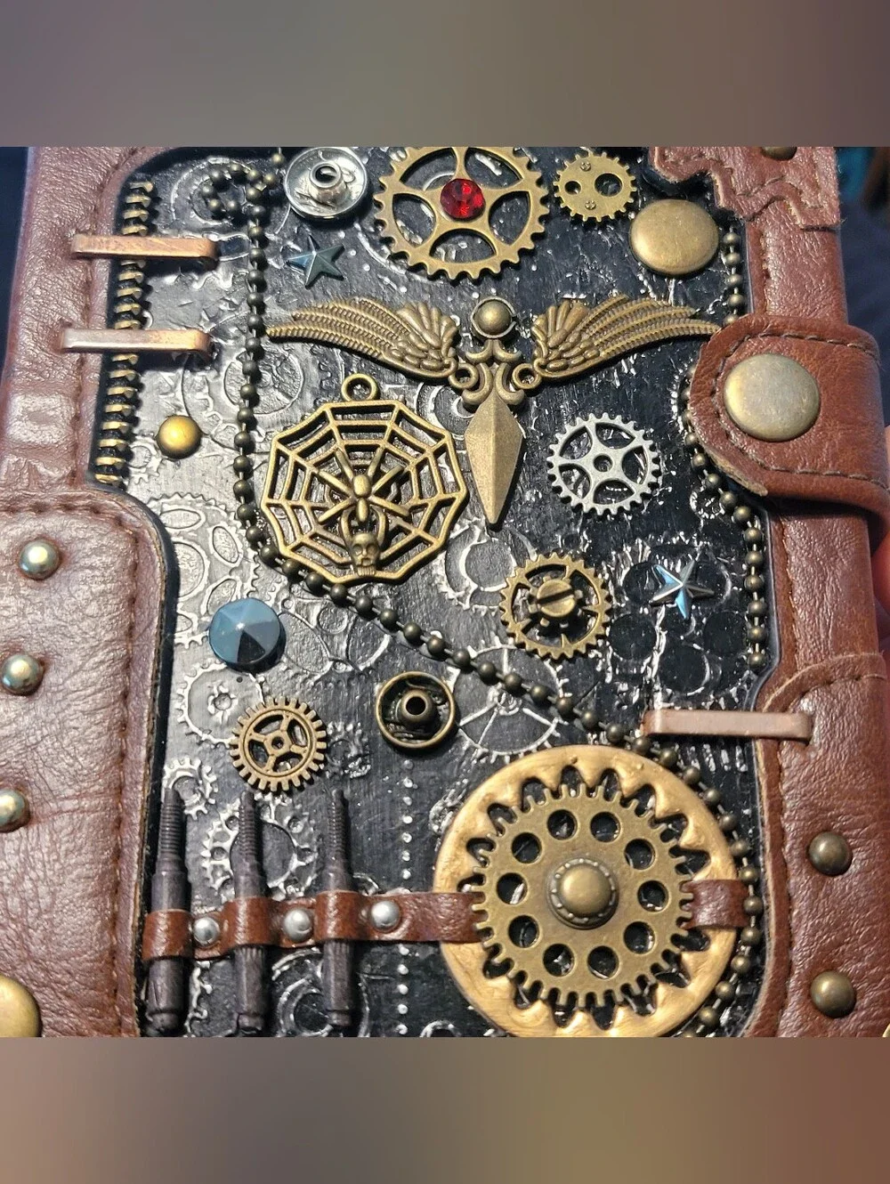Handmade Steampunk Notebook Leather Journal with bookmark